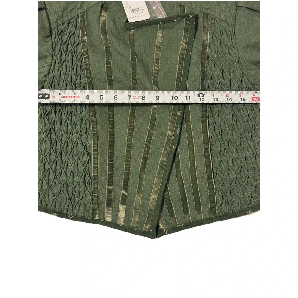 FREE PEOPLE Jacket Womens X-Small Green Shrunken Officer Military Button Pockets
